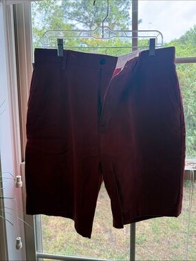 Dockers Maroon Flat-Front Casual Shorts